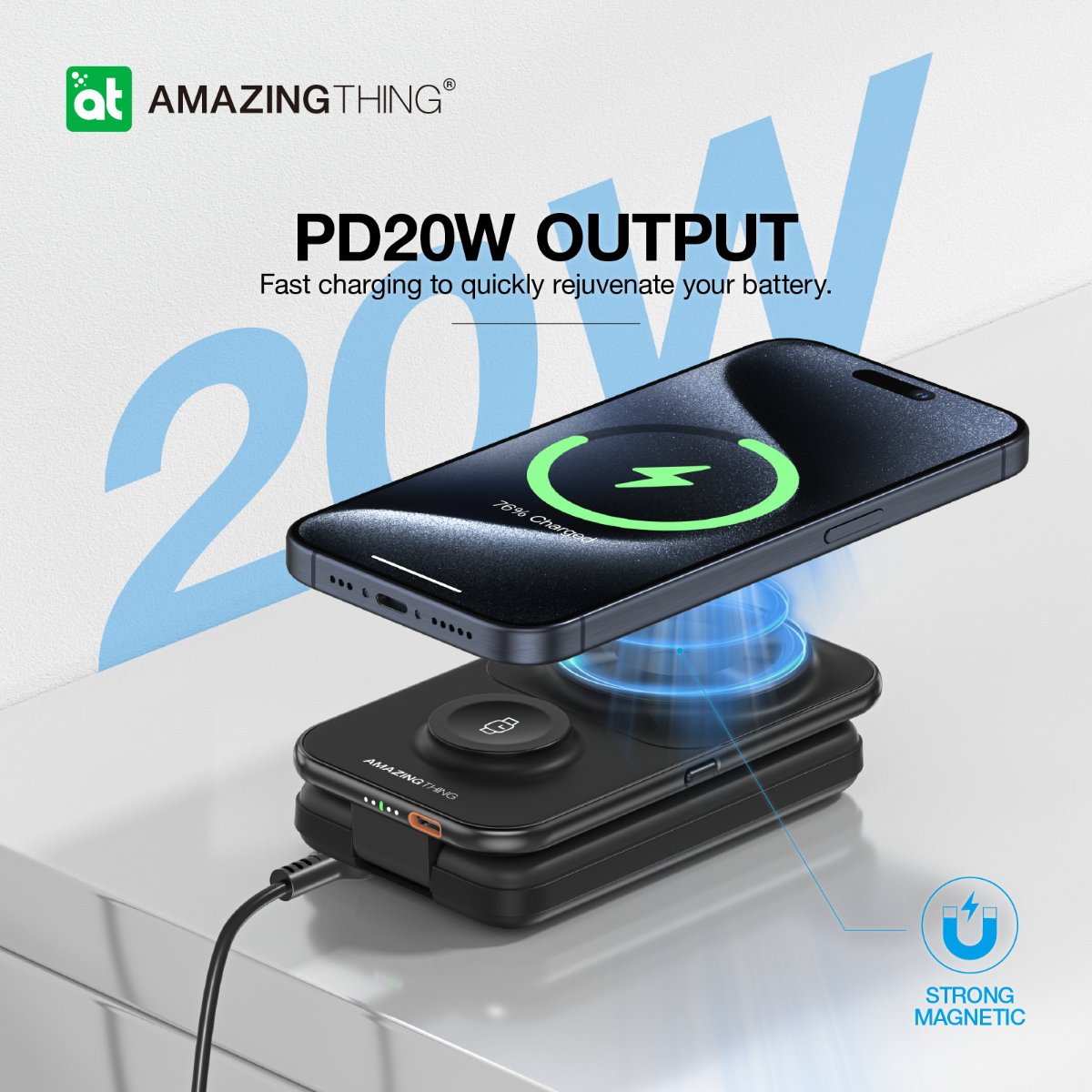 AMAZINGTHING 8000mAh MAGSAFE POWER STATION WITH STAND