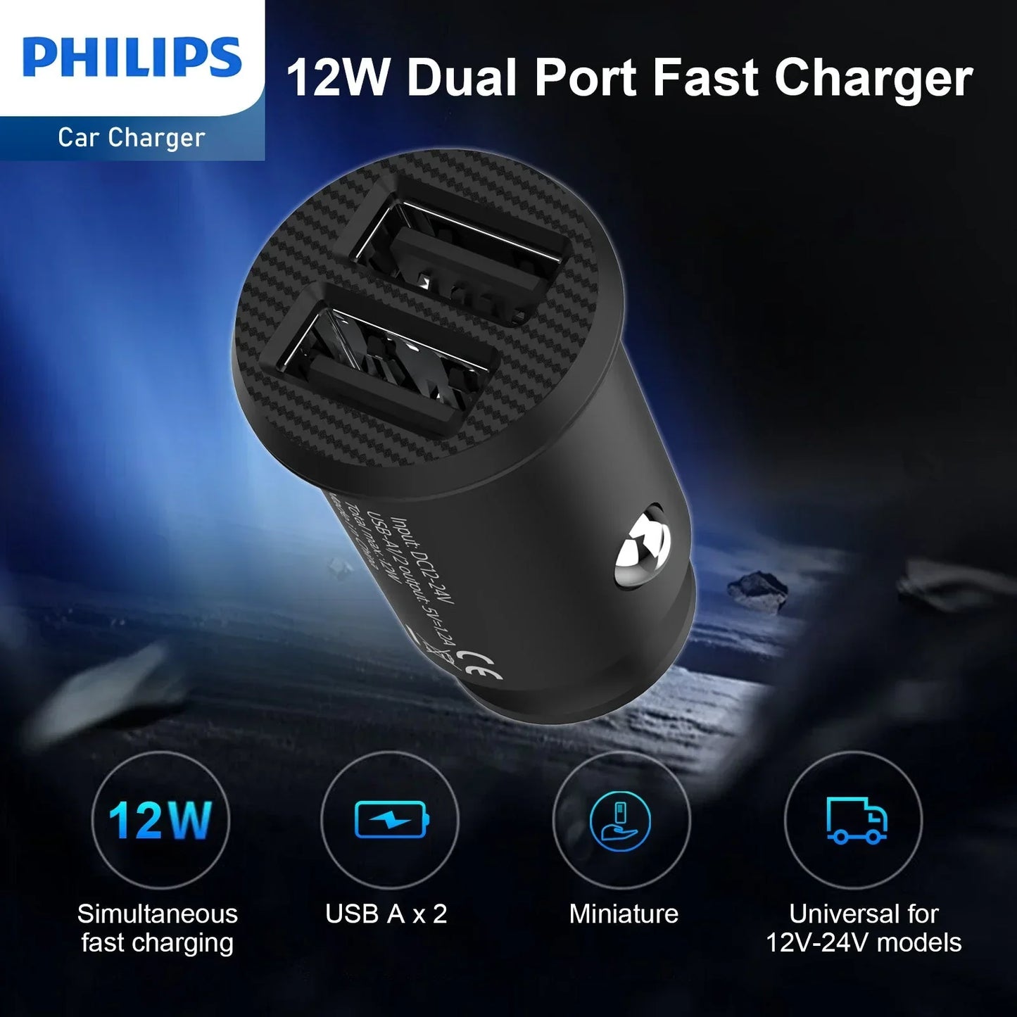 Philips Dual USB-A Port Car Charger (DLP2510) RRP $39