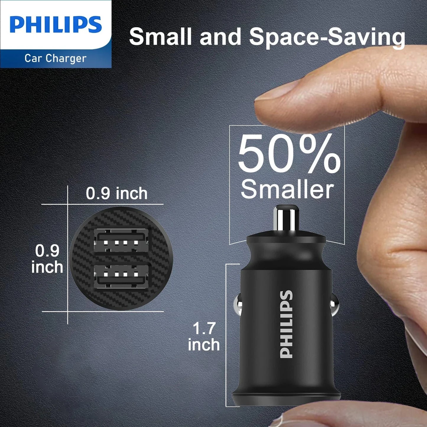 Philips Dual USB-A Port Car Charger (DLP2510) RRP $39