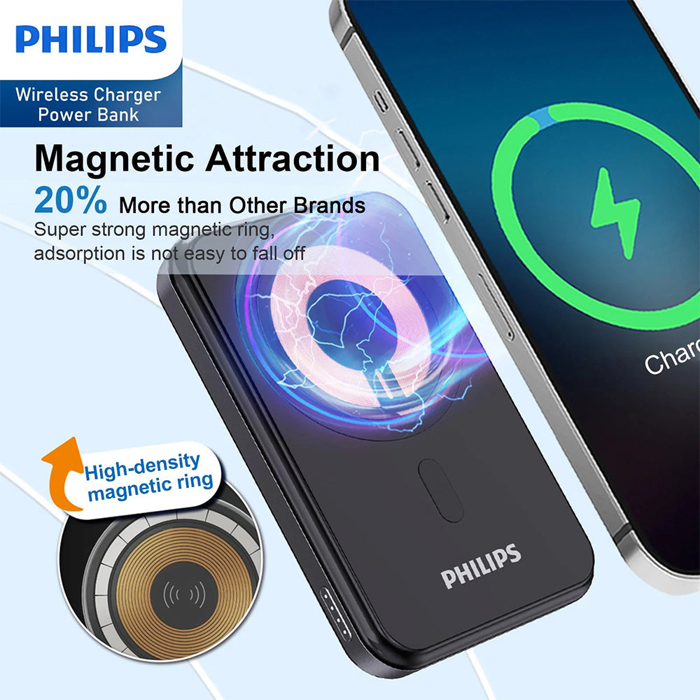 Philips 5000mAh 15W Wireless Charger Power Bank Wireless MagSafe Power Bank DLP2551Q RRP $89