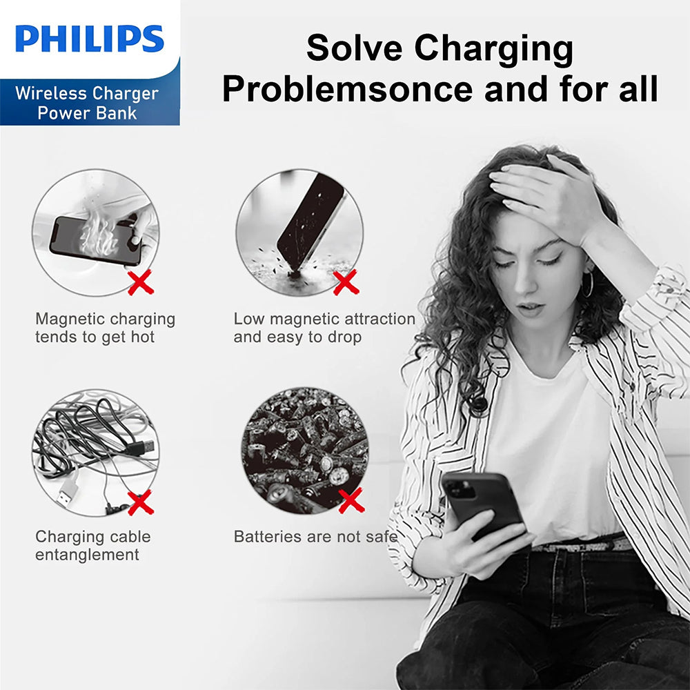 Philips 5000mAh 15W Wireless Charger Power Bank Wireless MagSafe Power Bank DLP2551Q RRP $89