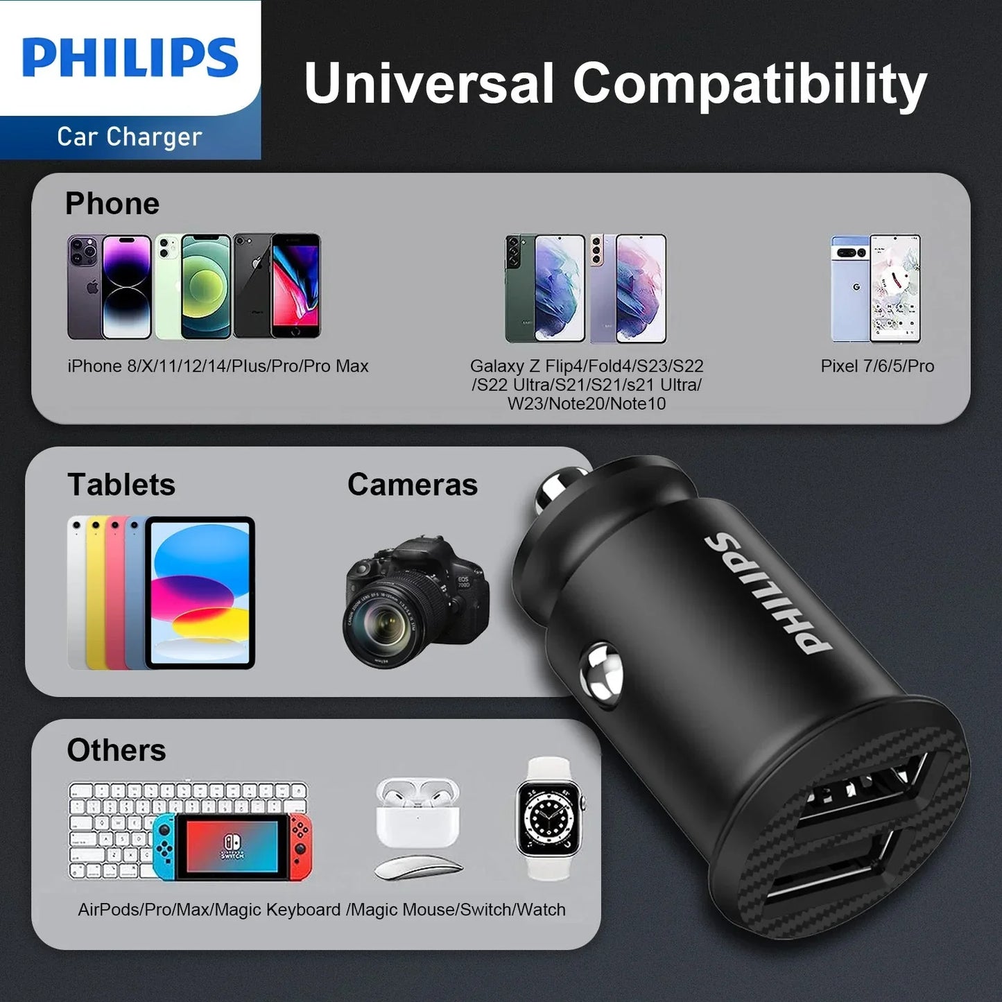 Philips Dual USB-A Port Car Charger (DLP2510) RRP $39