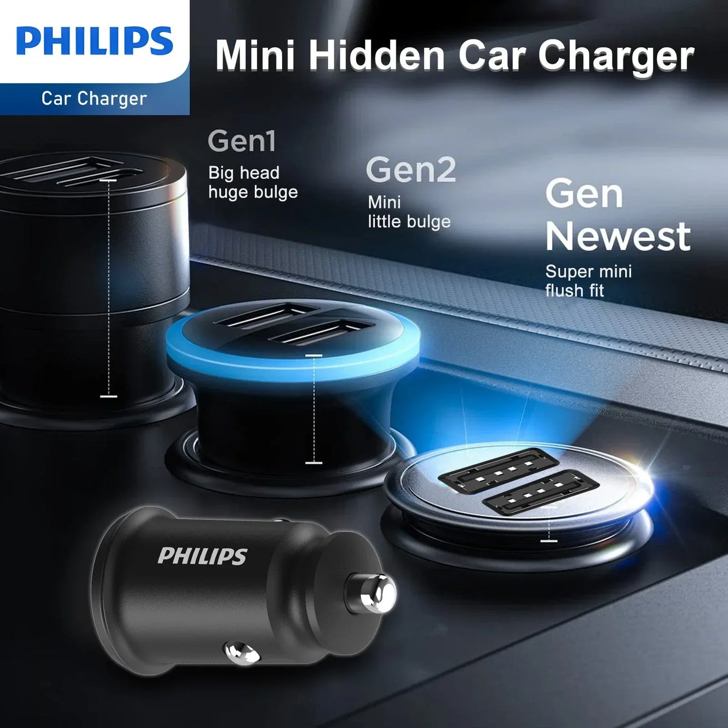 Philips Dual USB-A Port Car Charger (DLP2510) RRP $39