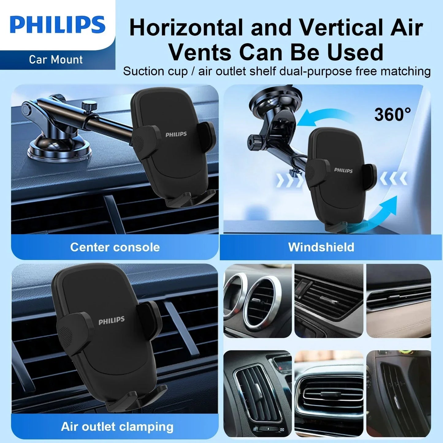 Philips Universal Car Mount Phone Holder (DLK3602) RRP $49