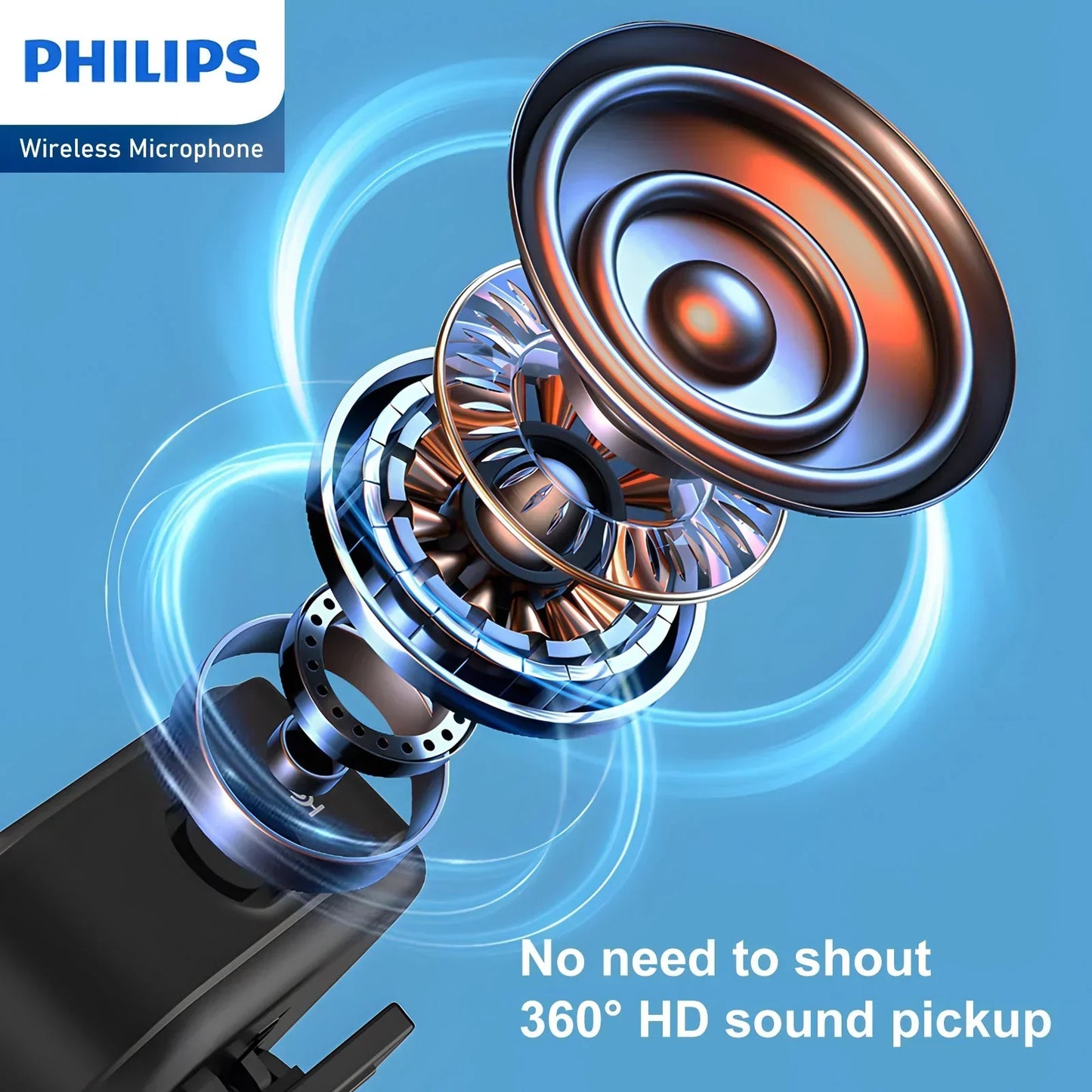 Philips 2.4 GHz Wireless Microphone 360 Sound Collecting Pin Microphone DLM3538C With Charging Case RRP $299