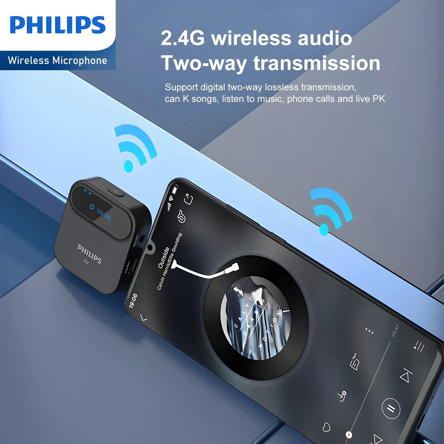 Philips 2.4 GHz Wireless Microphone 360 Sound Collecting Pin Microphone DLM3538C With Charging Case RRP $299