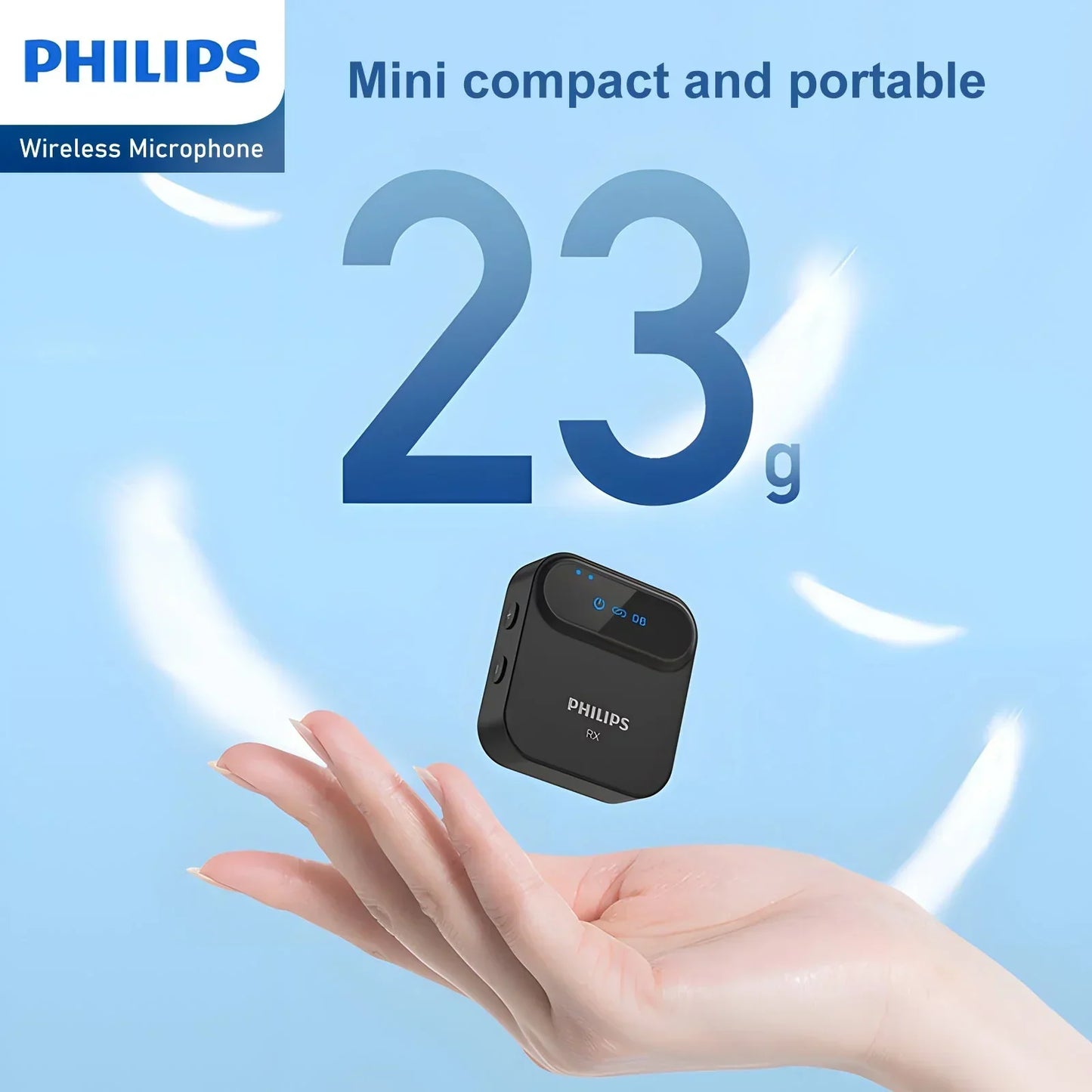 Philips 2.4 GHz Wireless Microphone 360 Sound Collecting Pin Microphone DLM3538C With Charging Case RRP $299