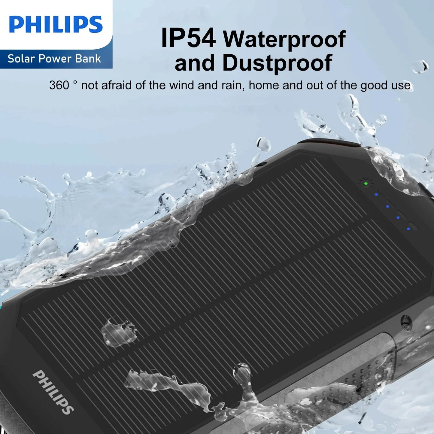 Philips 10000mAh Portable Solar Power Bank Supports Fast Charging Of Multiple Devices DLP7725N RRP $119