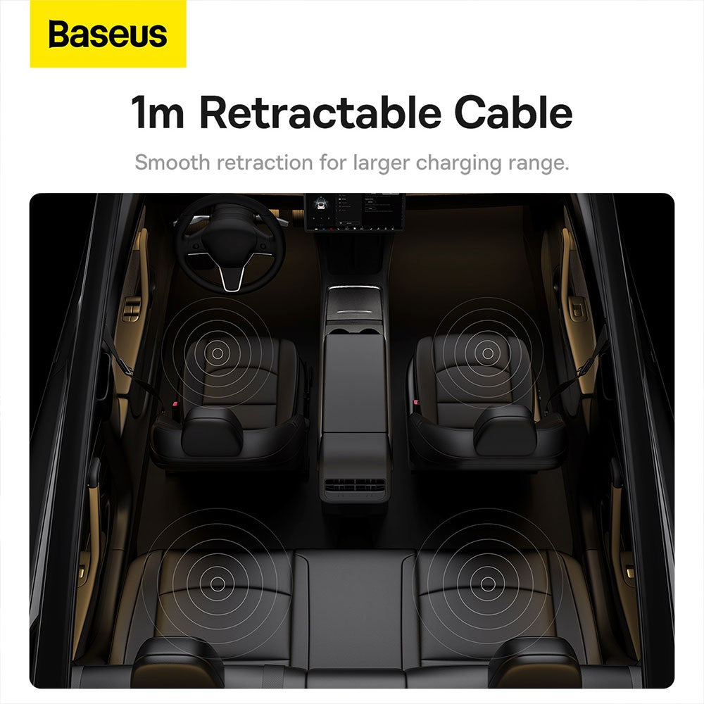 Baseus T-Space Series HUB for Tesla Cars (With a retractable 45W type-C cable)-Cluster Black RRP $179
