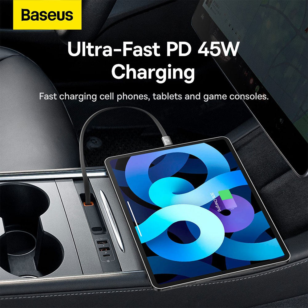 Baseus T-Space Series HUB for Tesla Cars (With a retractable 45W type-C cable)-Cluster Black RRP $179