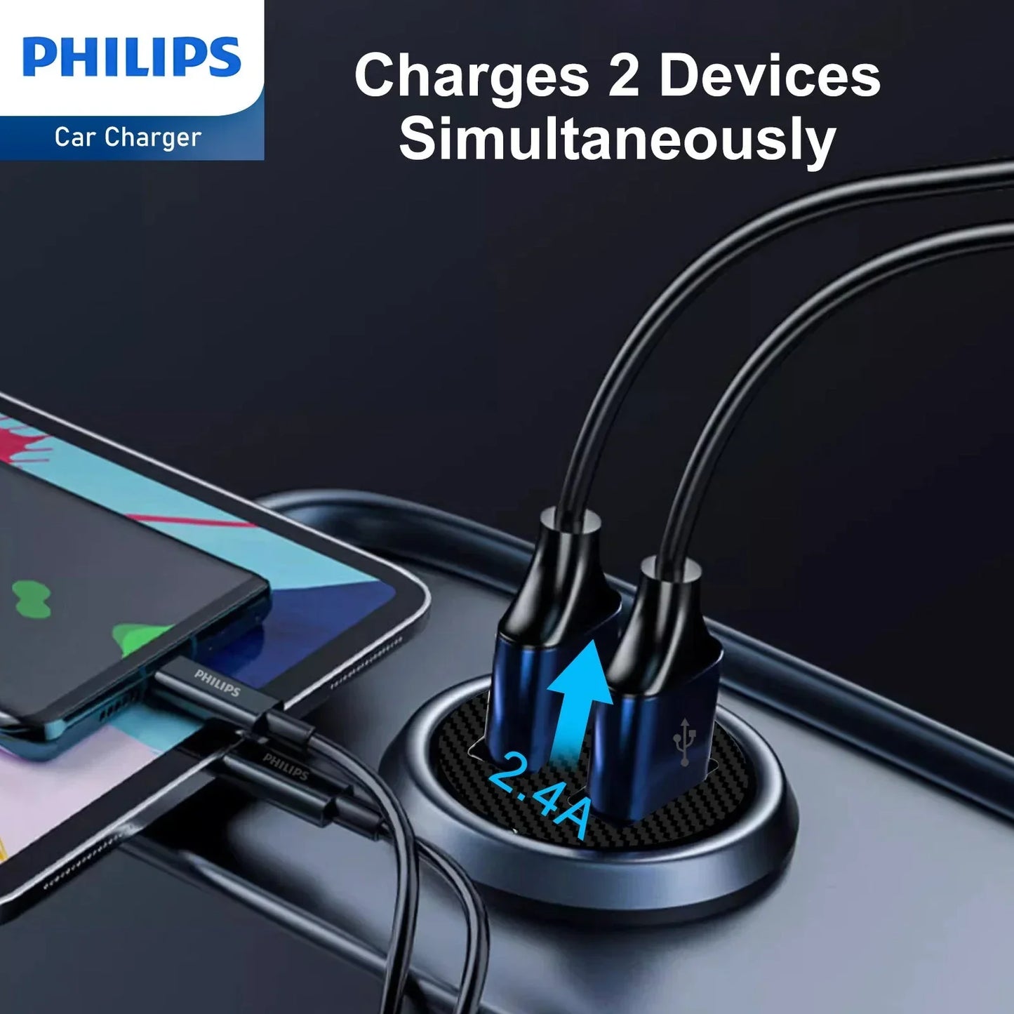 Philips Dual USB-A Port Car Charger (DLP2510) RRP $39