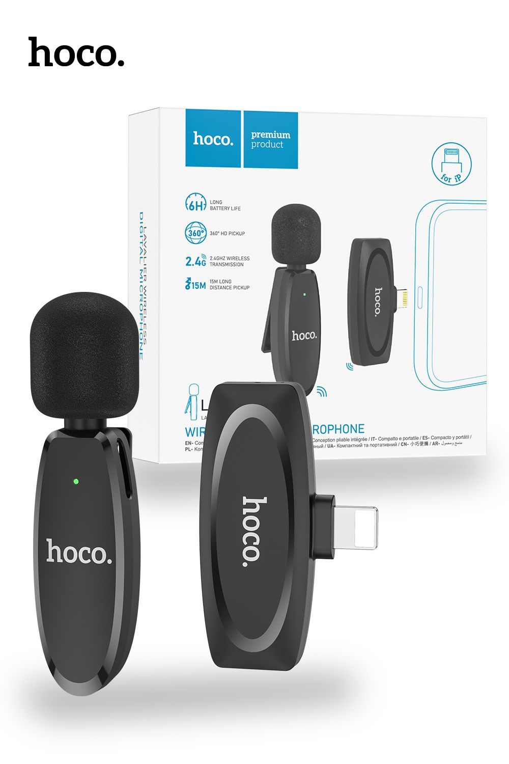 Hoco L15 Lightning Crystal Lavalier Wireless Digital Microphone RRP $59.99