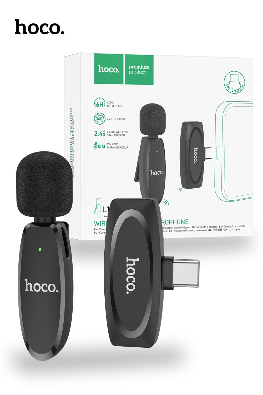 Hoco L15 USB-C Crystal Lavalier Wireless Digital Microphone RRP $59.99