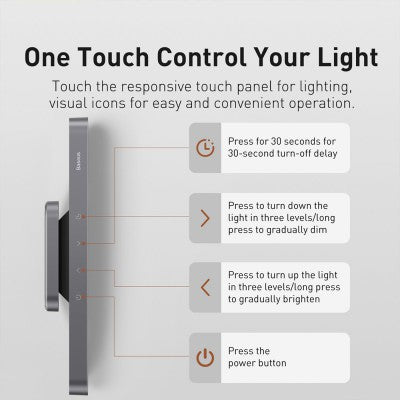 Baseus Magnetic Stepless Dimming Charging Desk Lamp-Deep Gray RRP $59