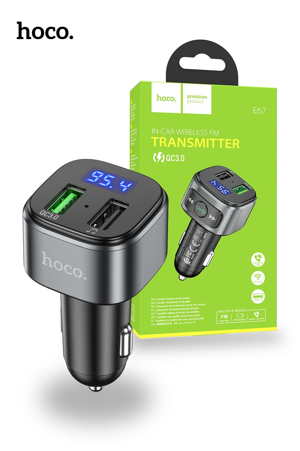 Hoco E67 QC3.0 Car Bluetooth MP3 FM Transmitter Charger RRP $39